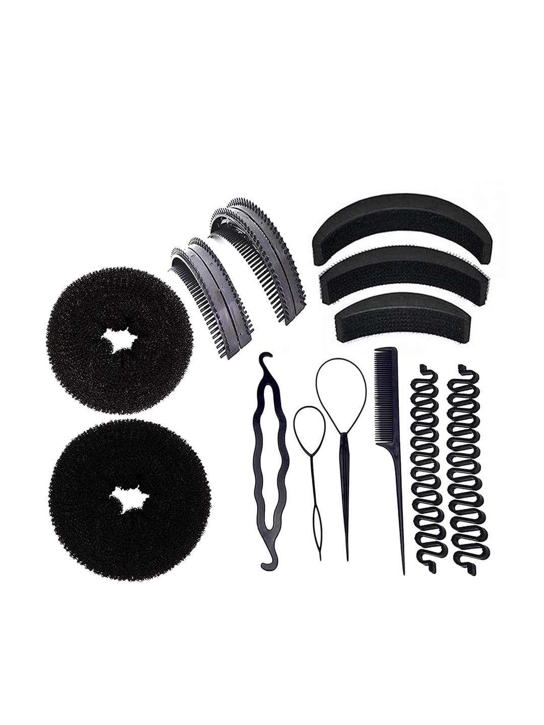 

CHANDERKASH Women Black Pack of 13 Bun Maker Professional Braids Hair Styling Tools