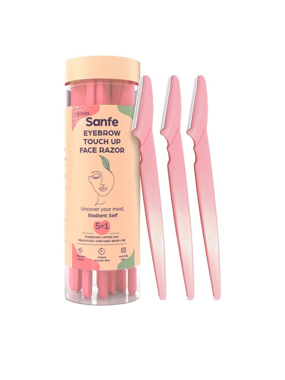 

Sanfe Set Of 6 Eyebrow Touch Up Hair Removing Face Razor, Pink