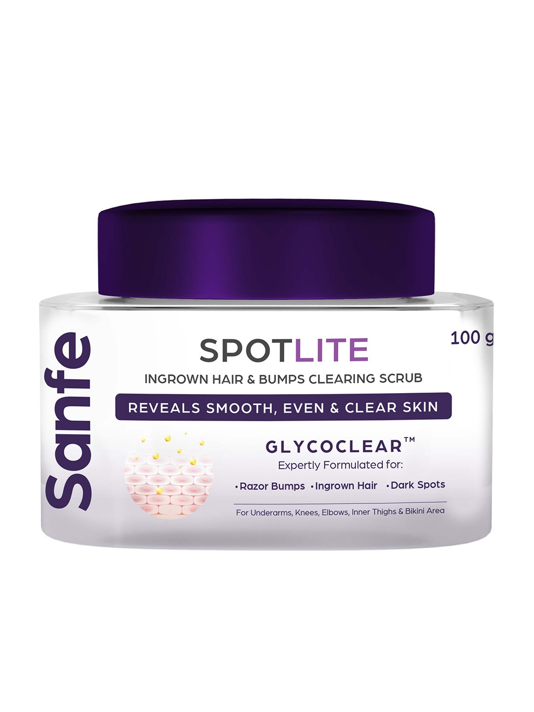 

Sanfe Spotlite Sensitive Body Scrub For Dark Underarms Inner Thighs & Sensitive Areas- 50g, Purple