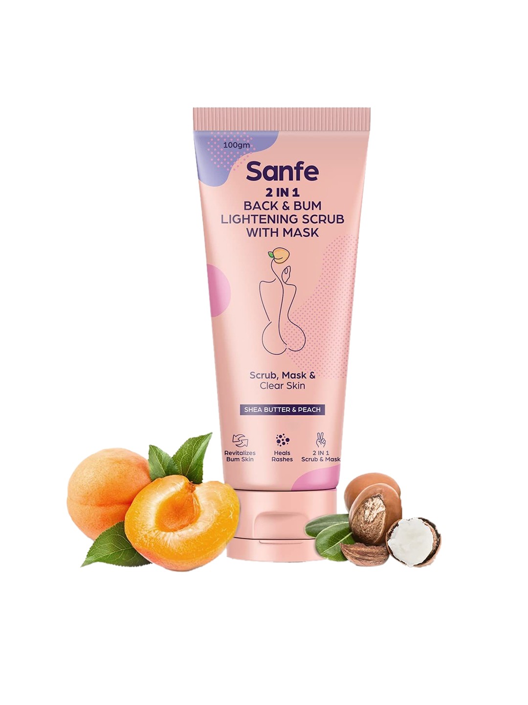 

Sanfe Women Pink 2 in 1 Back & Bum Detox Scrub, 100gm