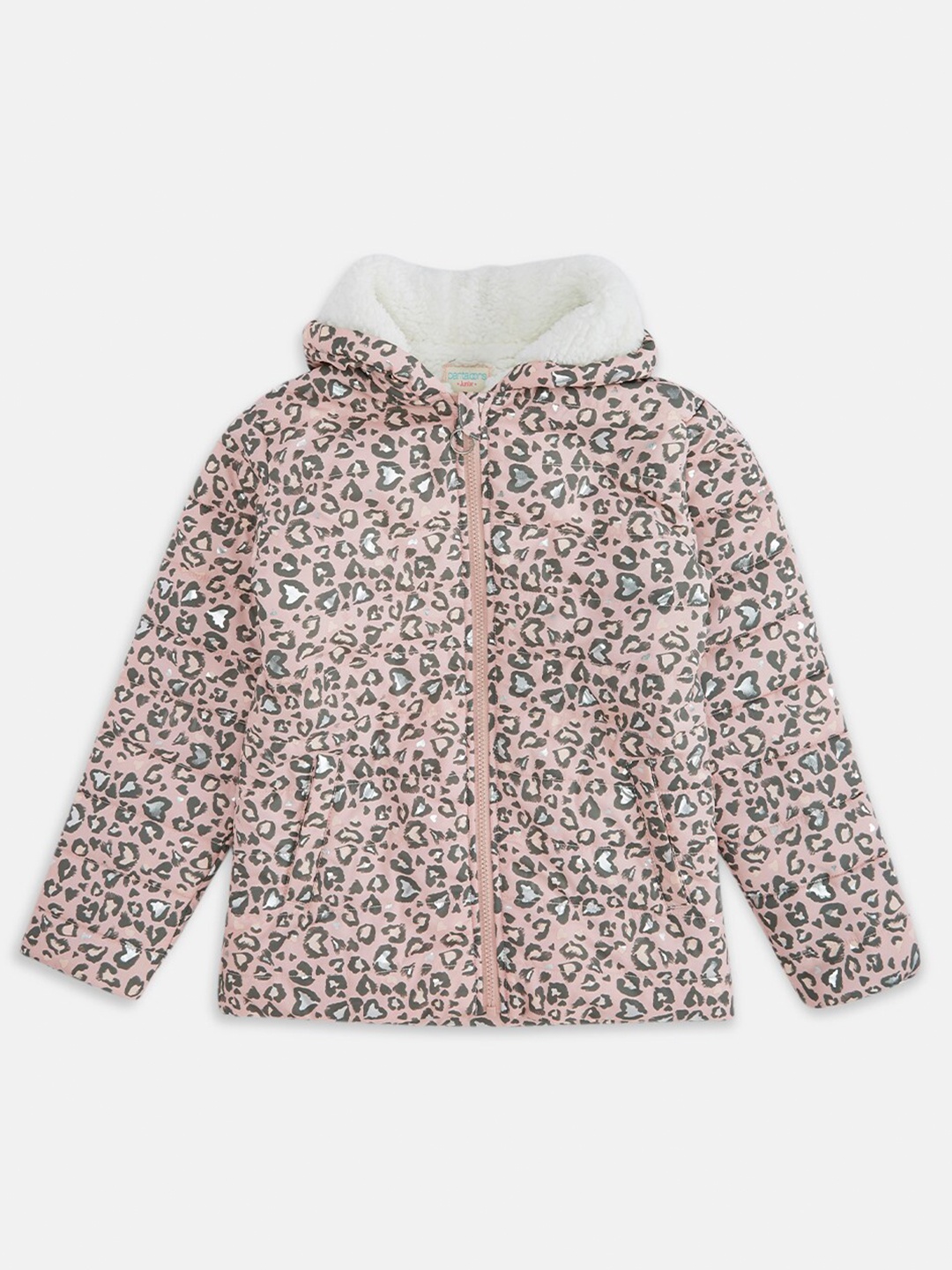 

Pantaloons Junior Girls Peach-Coloured & Black Printed Cardigan
