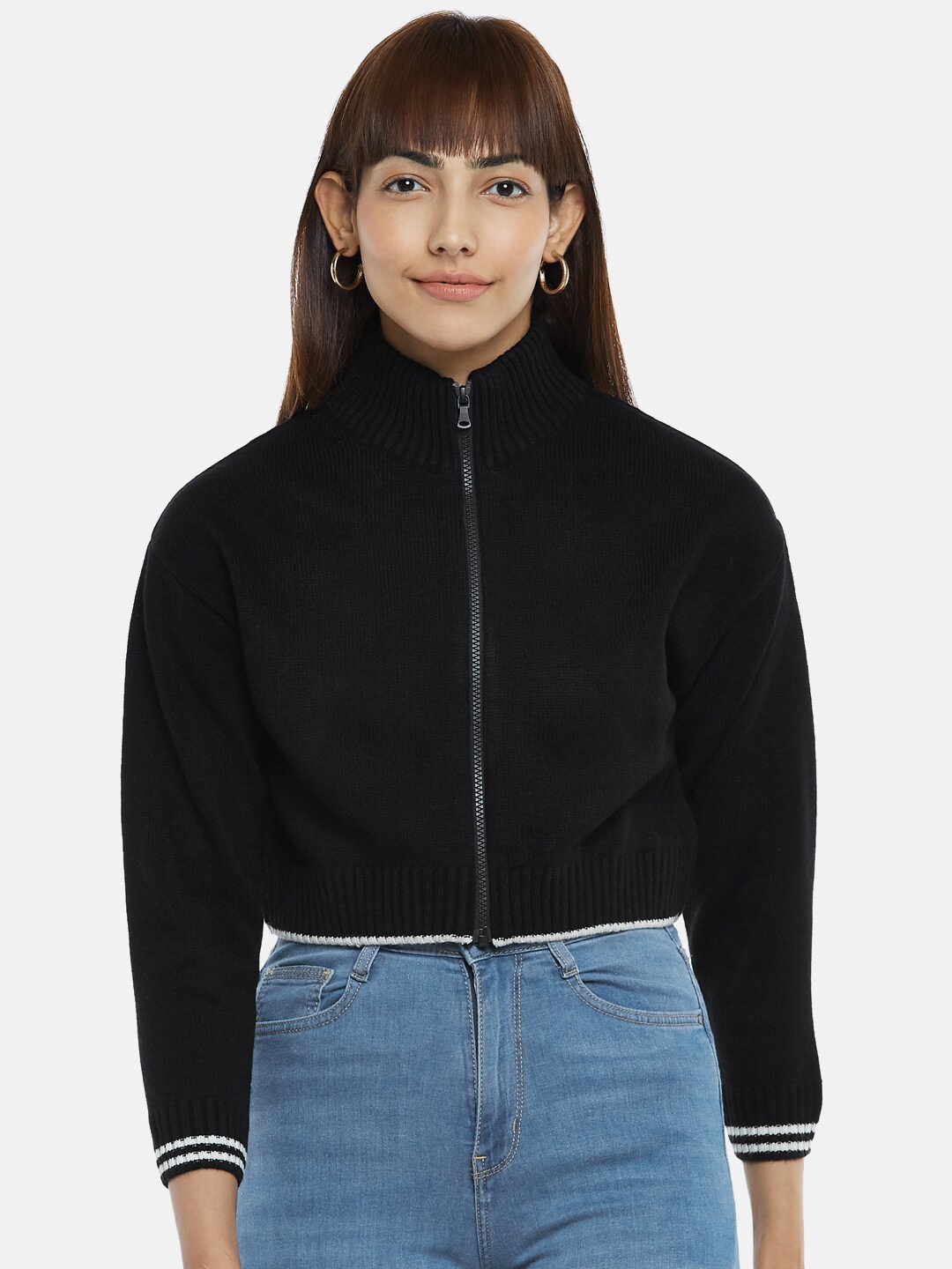 

People Women Black Crop Cardigan