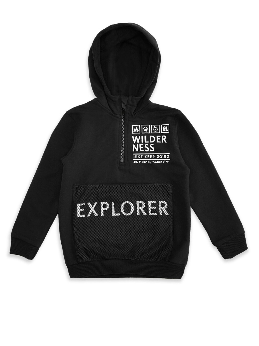

Pantaloons Junior Boys Black Printed Cotton Sweatshirt
