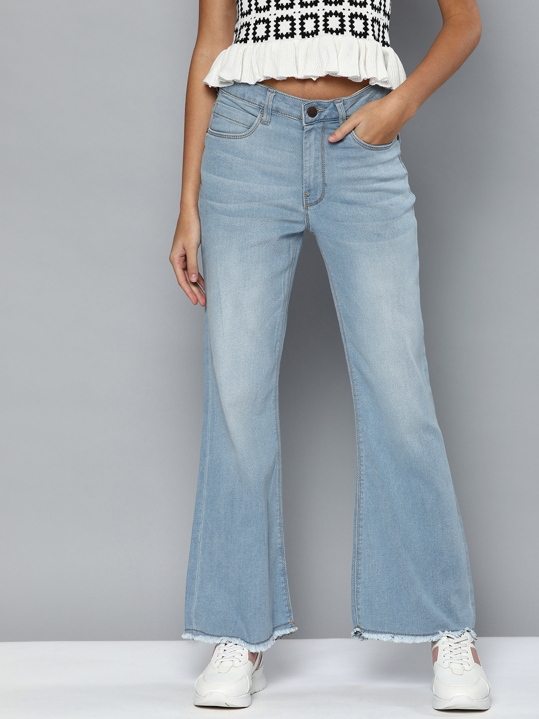 

HERE&NOW Women Wide Leg Jeans, Blue