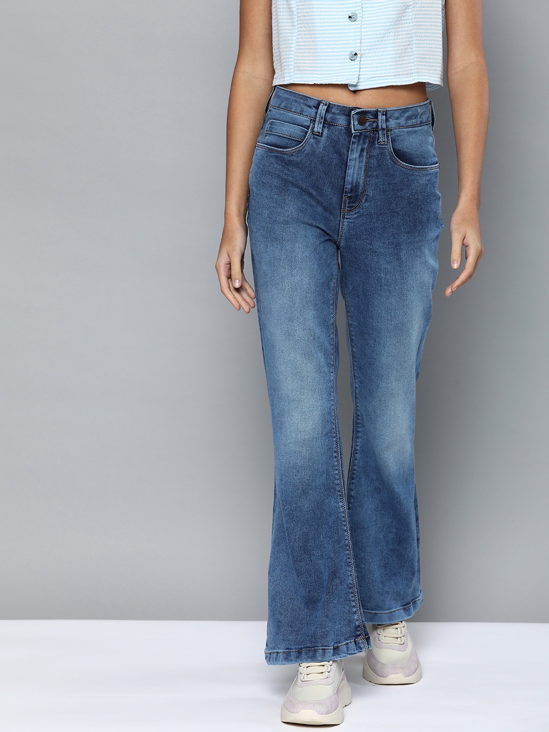 

HERE&NOW Women Bootcut High-Rise Jeans, Blue
