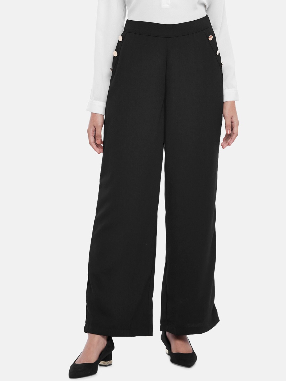 

Annabelle by Pantaloons Women Black High-Rise Trousers