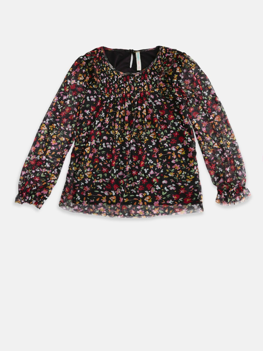 

Pantaloons Junior Black Floral Print Pure Cotton Top