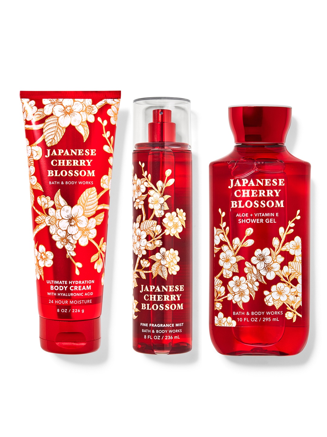 

Bath & Body Works Japanese Cherry Blossom Fragrance Set- Body Cream+ Body Mist+ Shower Gel, Red