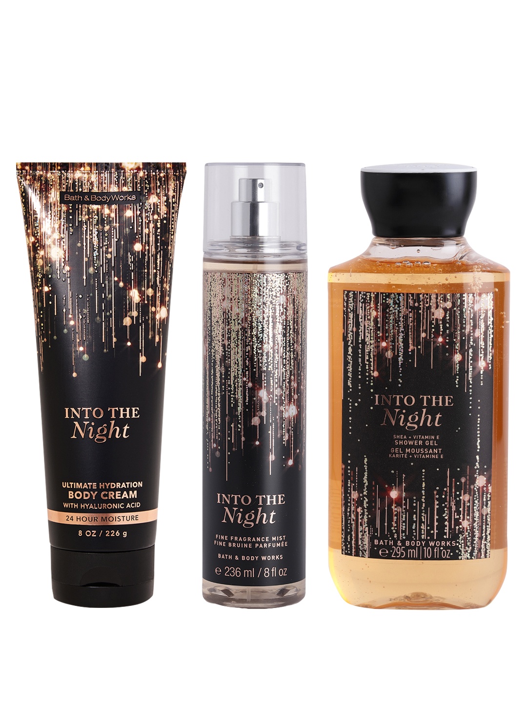 

Bath & Body Works Into The Night Fragrance Set - Body Cream + Fragrance Mist + Shower Gel, Black