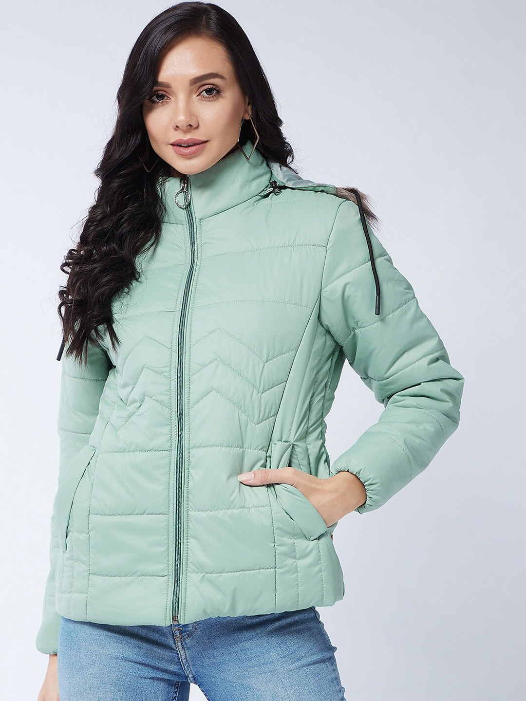 

Modeve Women Green Lightweight Parka Jacket