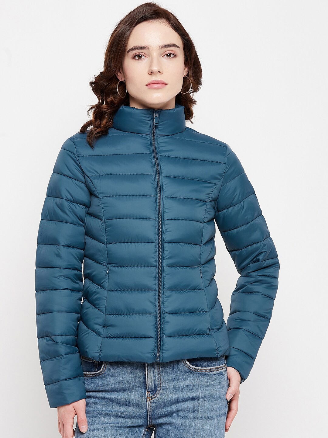 

Madame Women Teal Solid Puffer Jacket