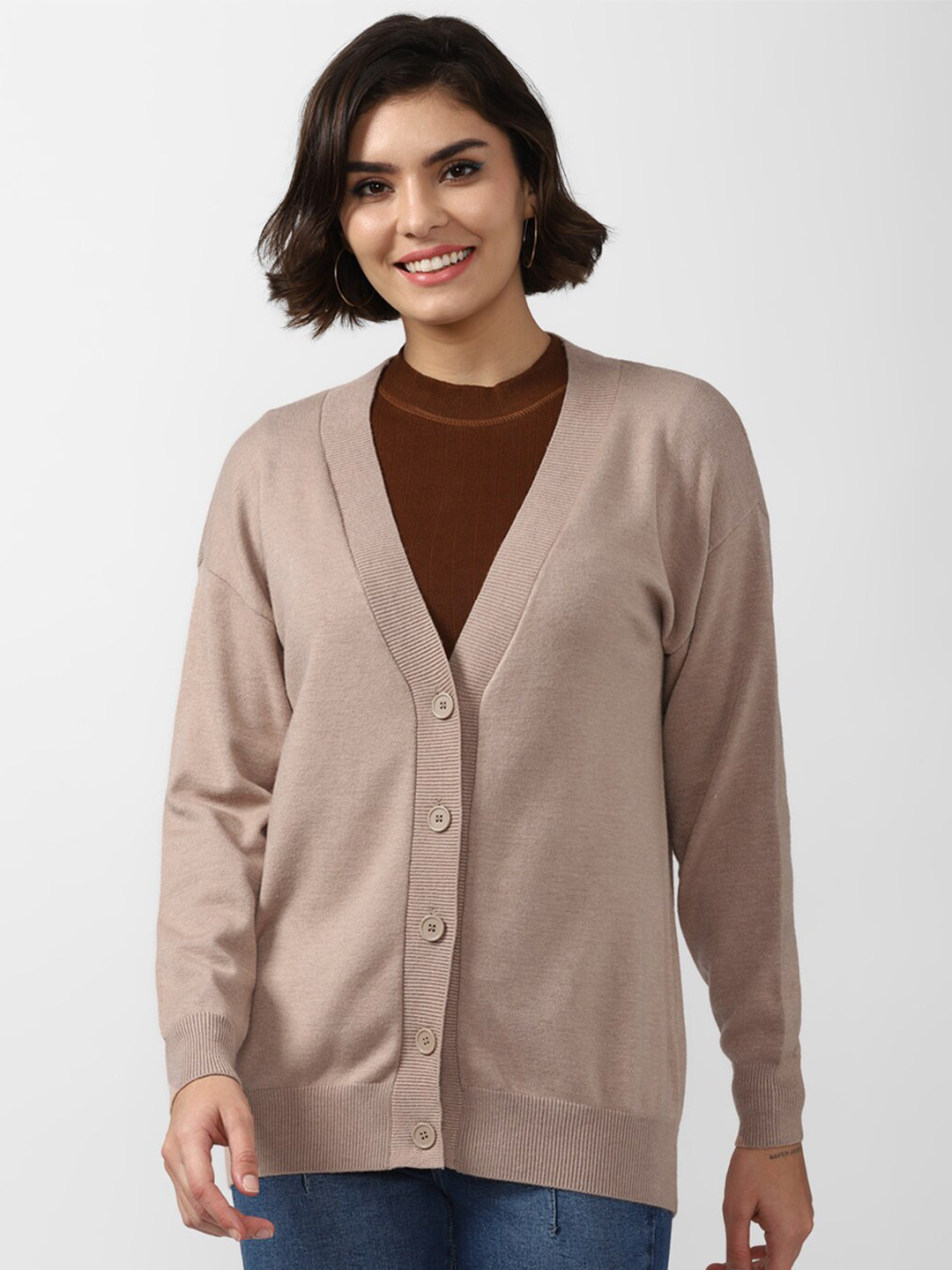 

FOREVER 21 Women Beige Cardigan