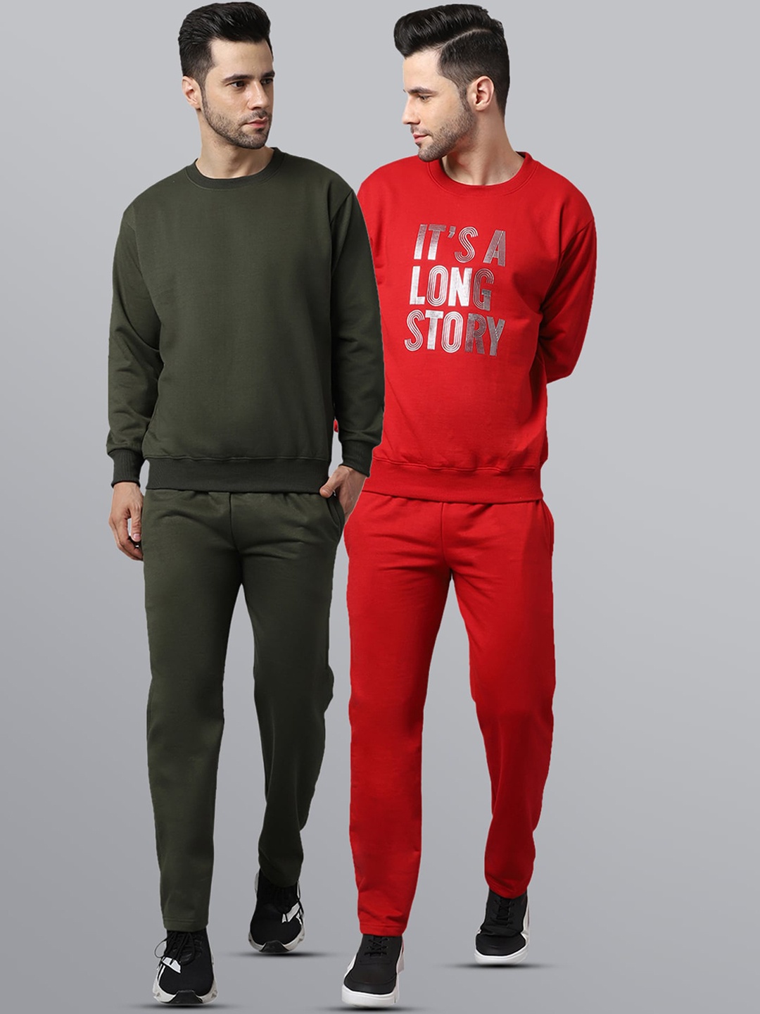 

VIMAL JONNEY Men Pack of 2 Printed Tracksuits, Olive