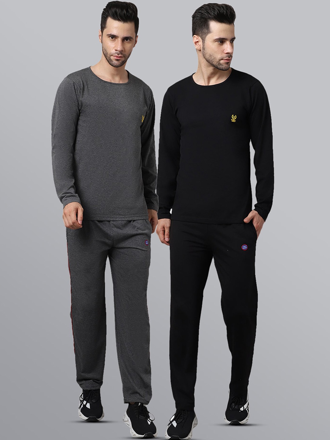 

MACK JONNEY Men Pack Of 2 Solid Tracksuits, Black