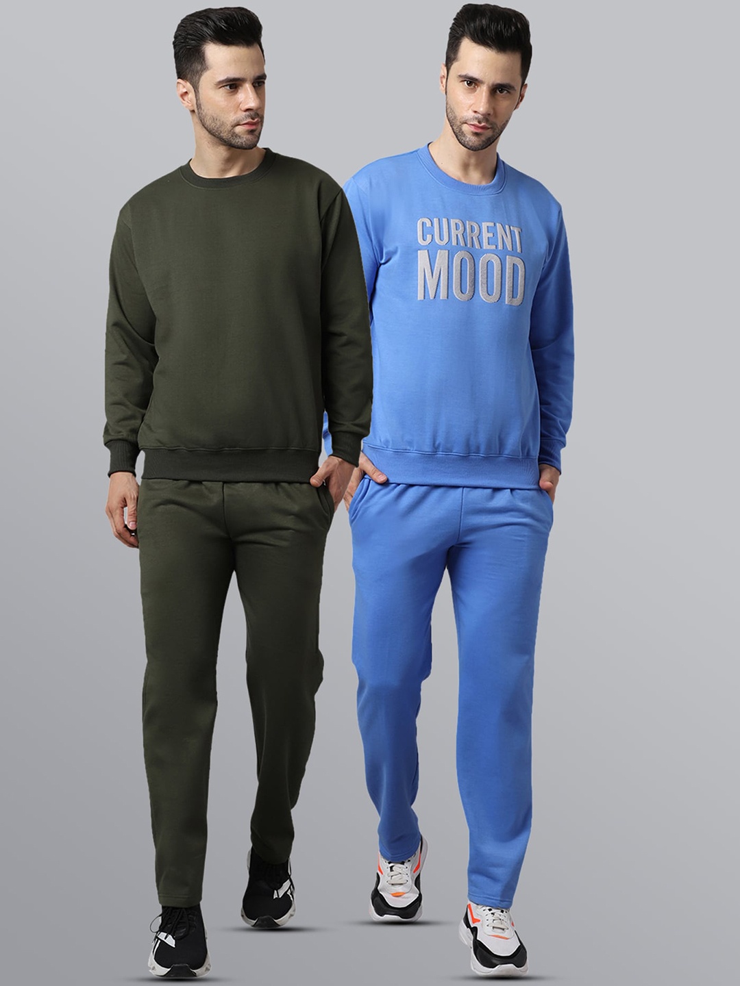 

VIMAL JONNEY Men Pack Of 2 Solid Tracksuits, Blue