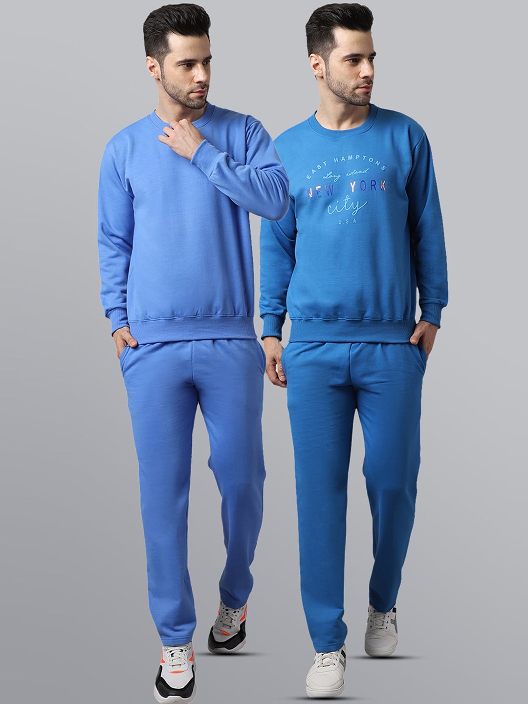 

VIMAL JONNEY Men Pack of 2 Blue Printed Fleece Tracksuits