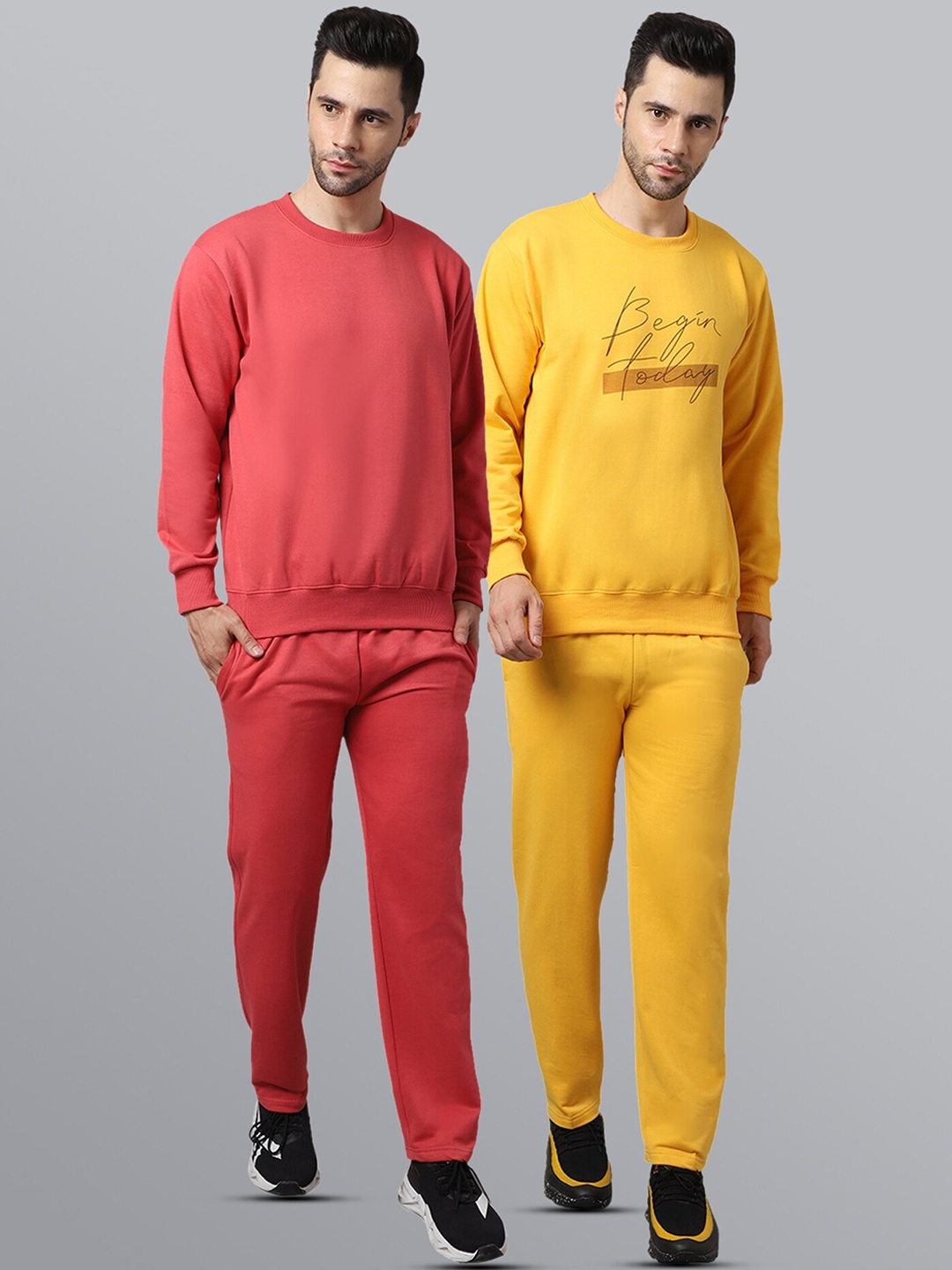 

VIMAL JONNEY Men Pack Of 2 Solid Tracksuits, Red