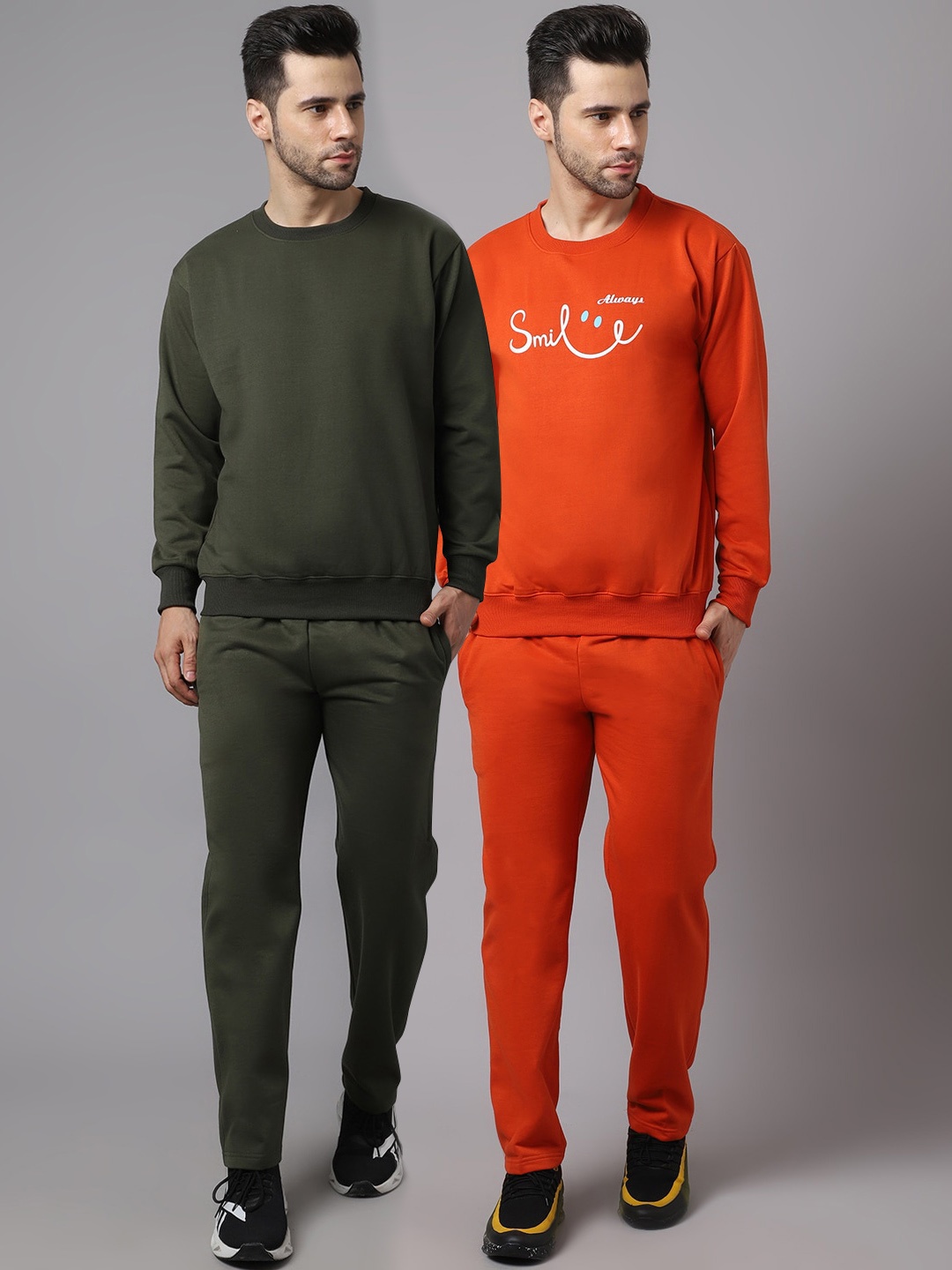 

VIMAL JONNEY Set Of 2 Men Solid Tracksuits, Orange