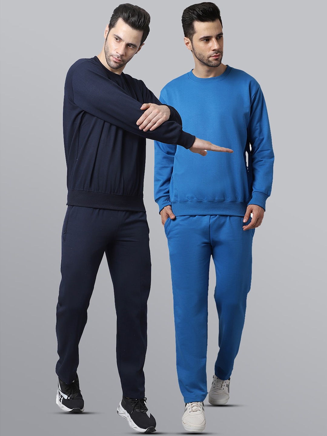 

VIMAL JONNEY Men Pack Of 2 Solid Tracksuits, Blue