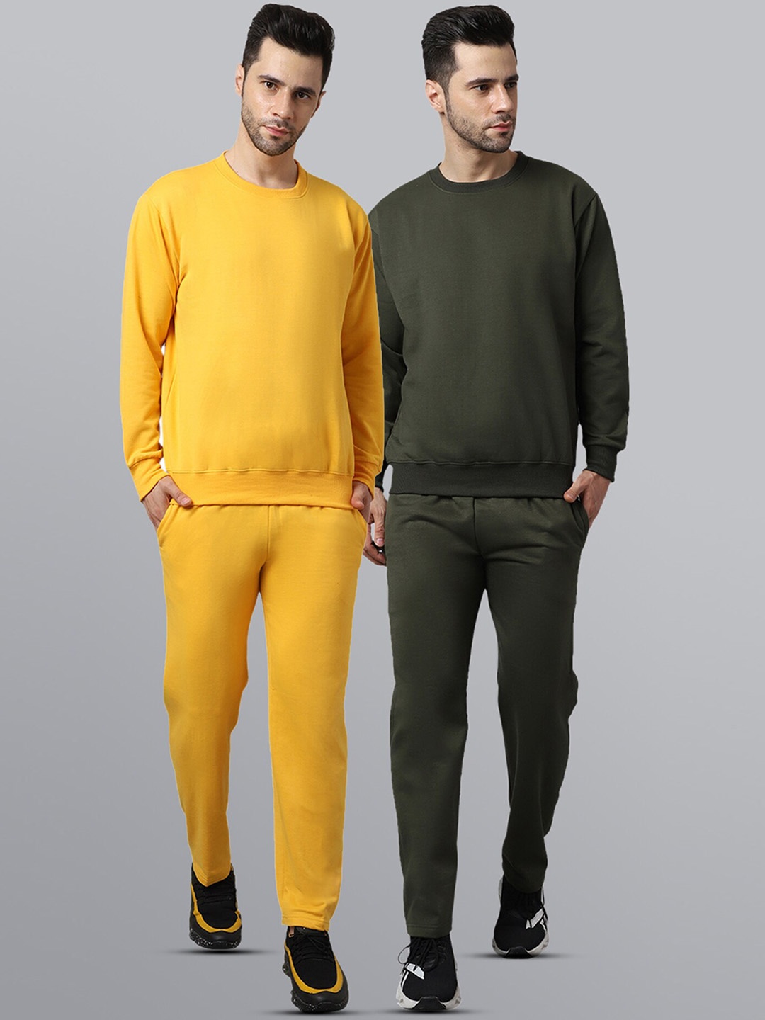 

VIMAL JONNEY Men Pack Of 2 Solid Tracksuits, Yellow