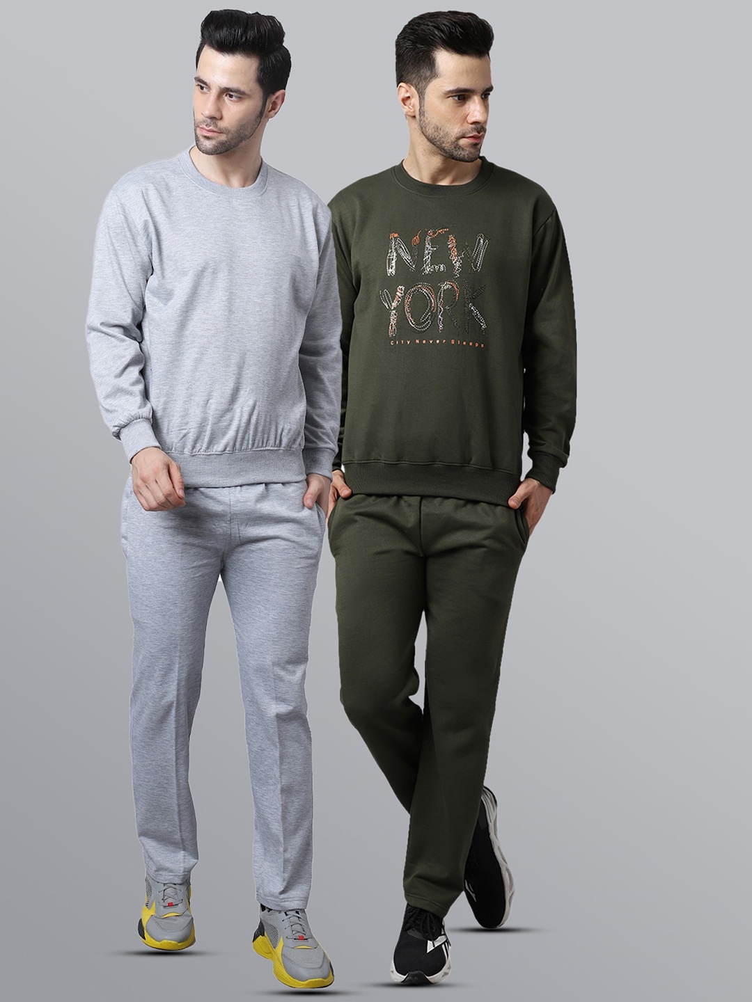 

VIMAL JONNEY Men Pack Of 2 Solid Tracksuits, Grey