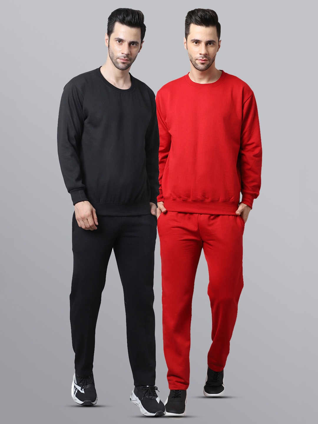 

VIMAL JONNEY Men Pack Of 2 Solid Tracksuit, Red
