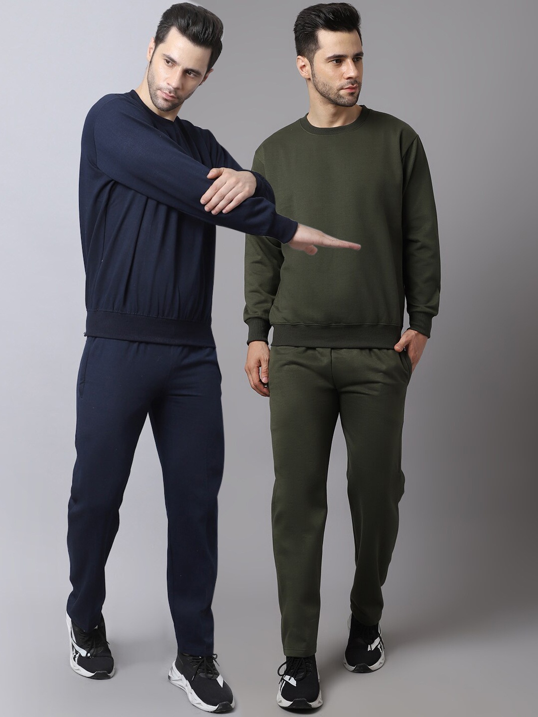 

VIMAL JONNEY Men Pack of 2 Solid Fleece Tracksuits, Navy blue