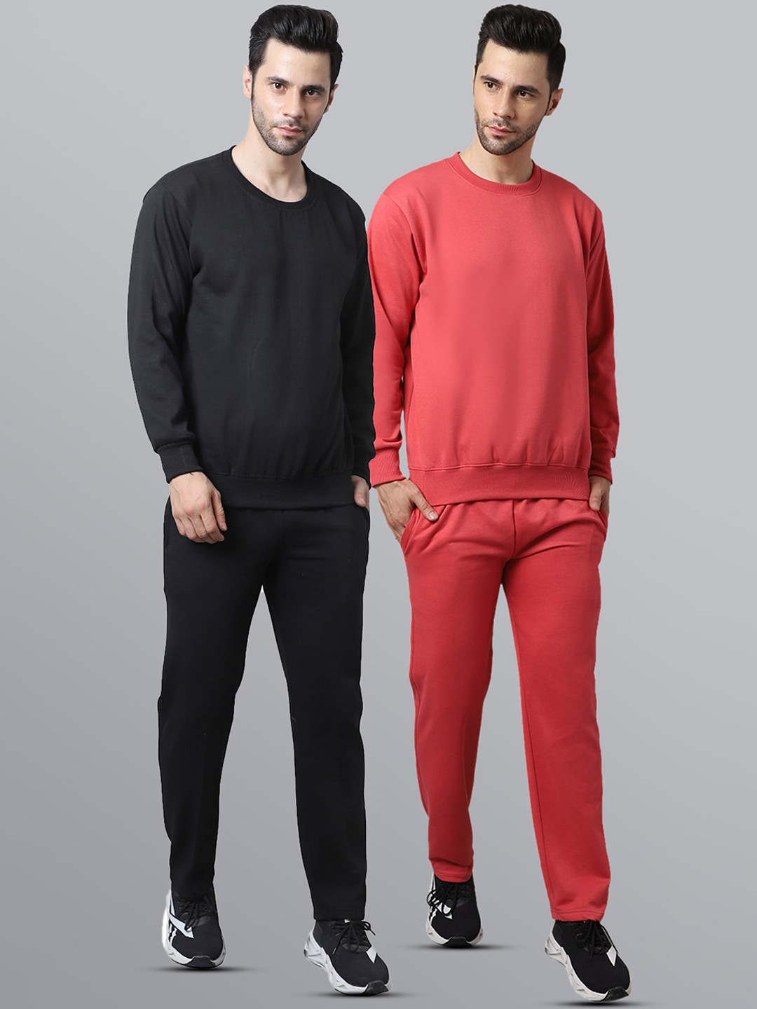 

VIMAL JONNEY Men Pack Of 2 Solid Tracksuits, Black