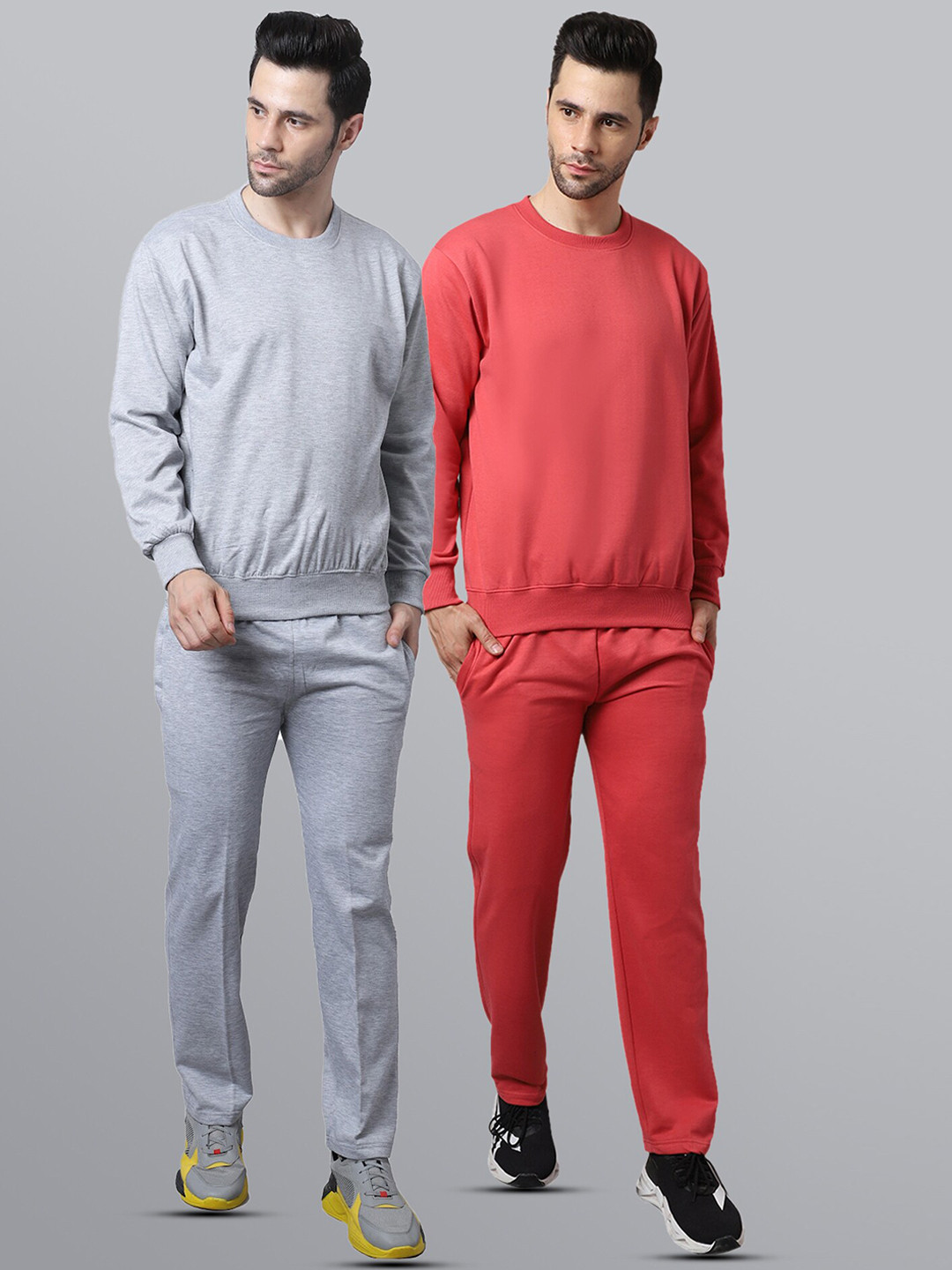 

VIMAL JONNEY Men Pack Of 2 Solid Tracksuit, Grey