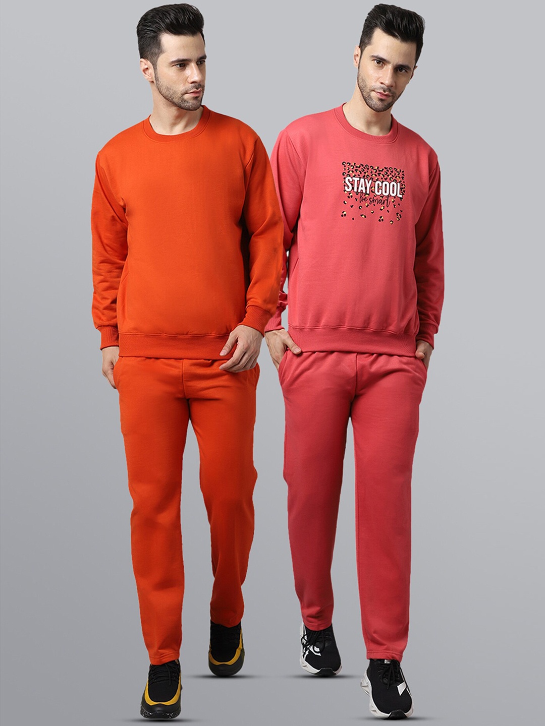 

VIMAL JONNEY Men Pack Of 2 Pure Cotton Tracksuits, Red