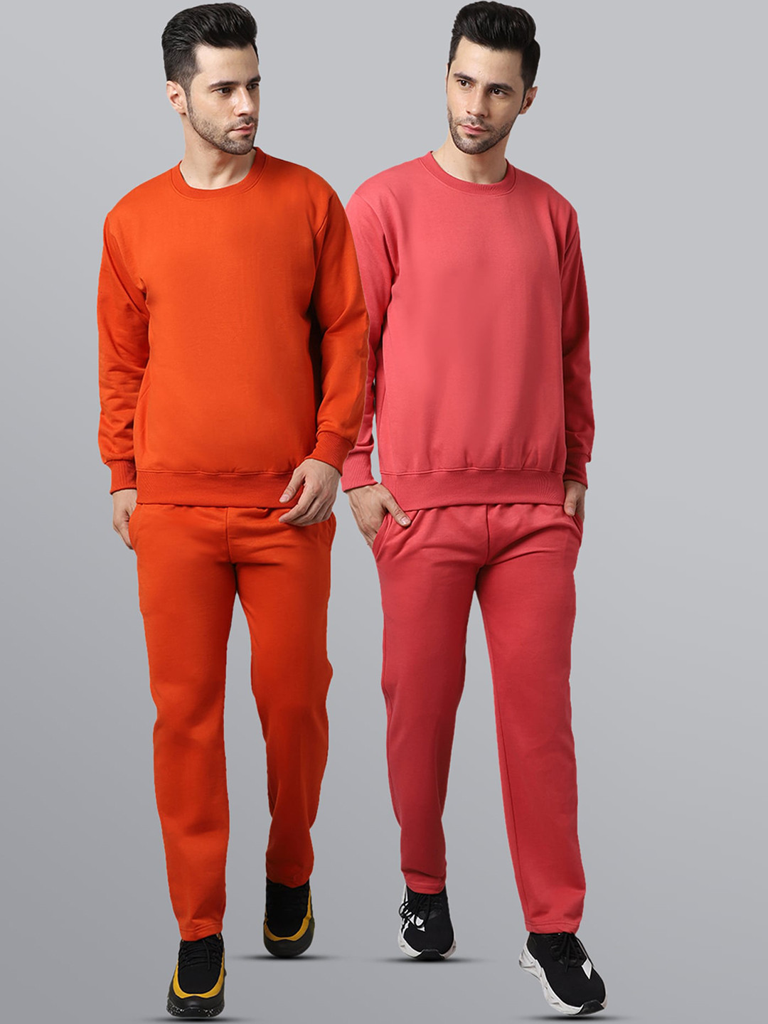 

VIMAL JONNEY Men Pack Of 2 Solid Pure Cotton Tracksuits, Red