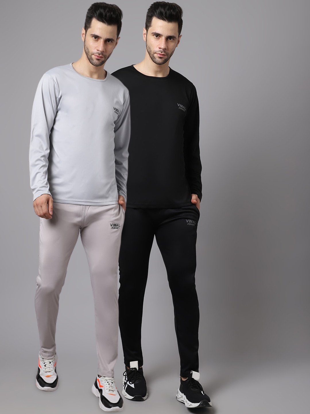 

VIMAL JONNEY Men Pack Of 2 Solid Tracksuits, Black