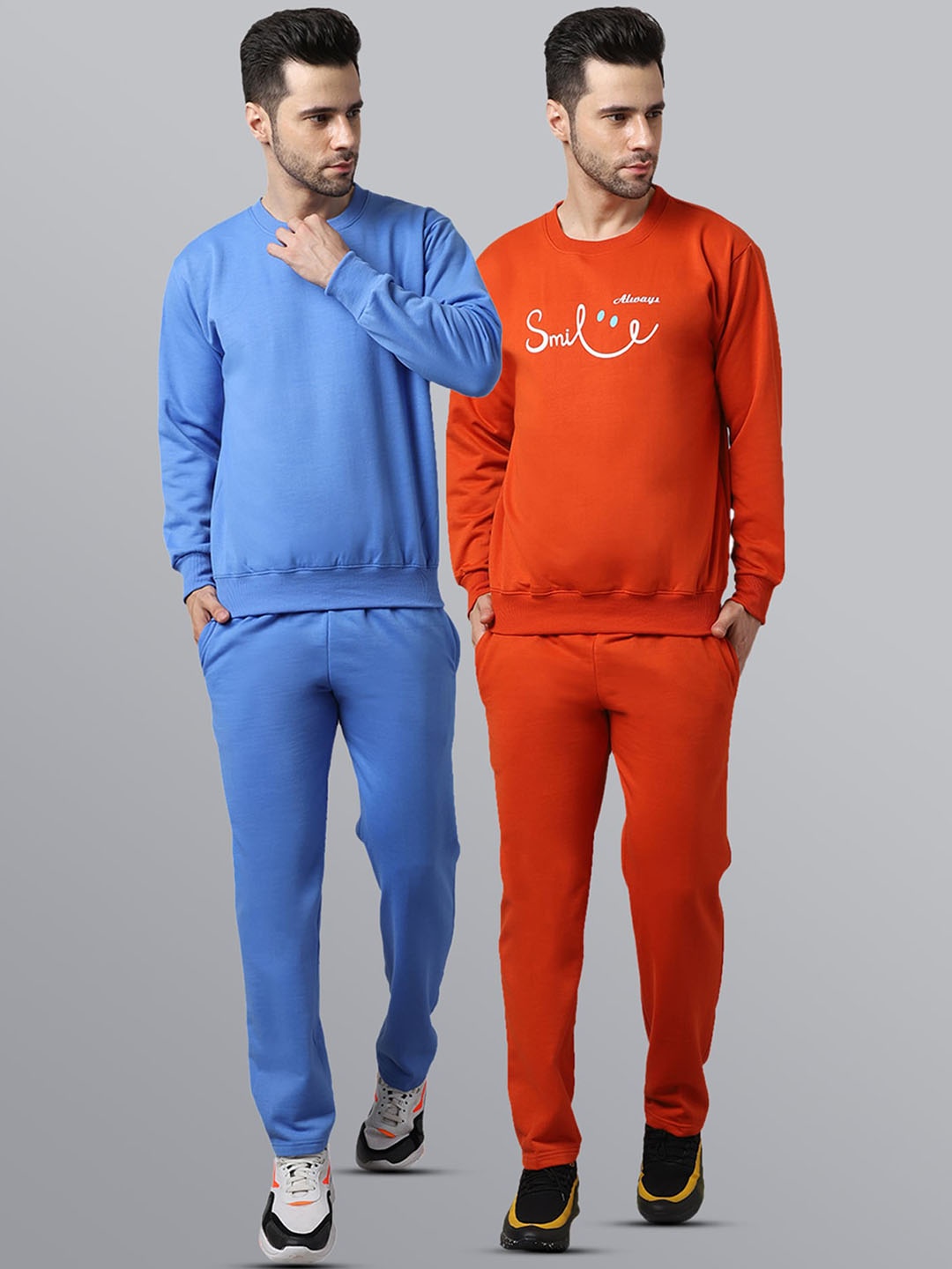 

VIMAL JONNEY Men Pack of 2 Red & Blue Pure Fleece Tracksuits