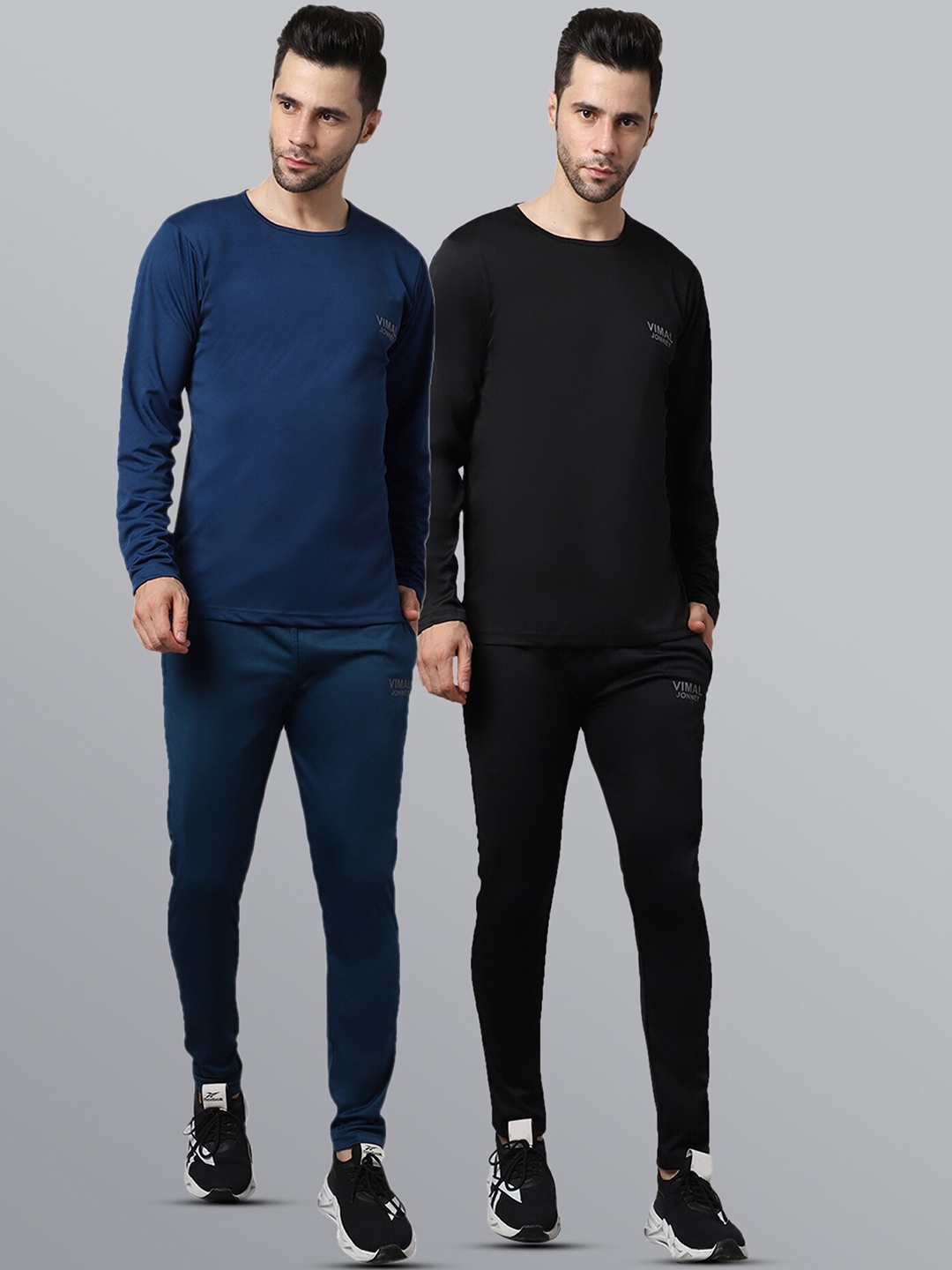 

VIMAL JONNEY Men Pack of 2 Blue & Black Dryfit Lycra Tracksuits