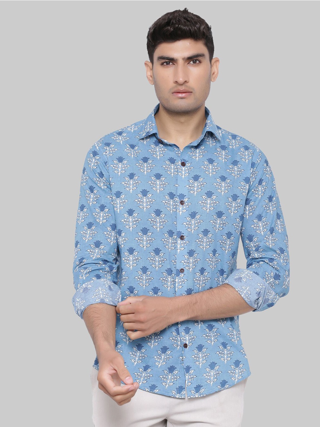 

Tistabene Men Blue Premium Floral Printed Casual Shirt