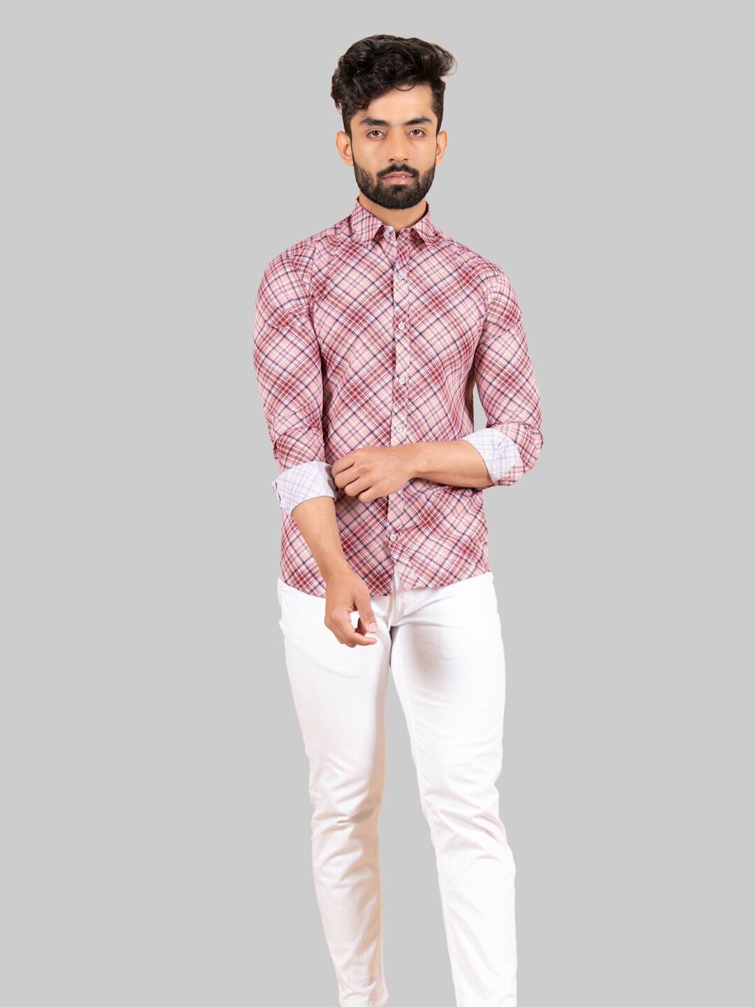 

Tistabene Men Grey Premium Checked Casual Shirt