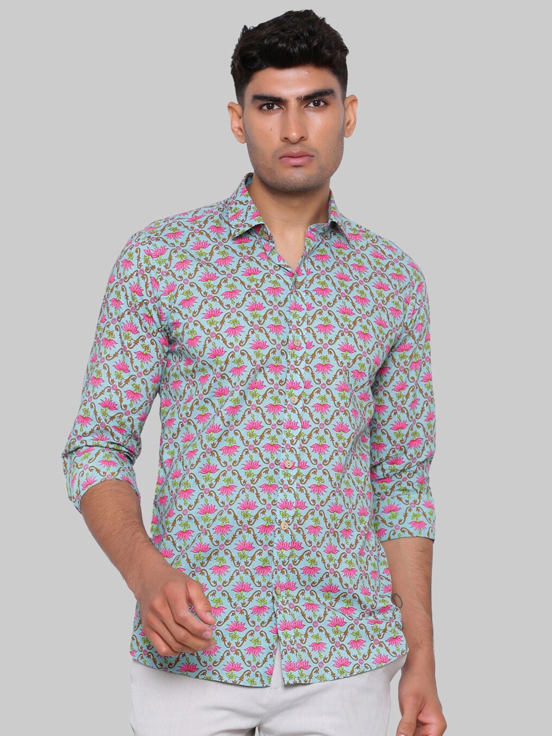 

Tistabene Men Blue Premium Floral Printed Casual Shirt