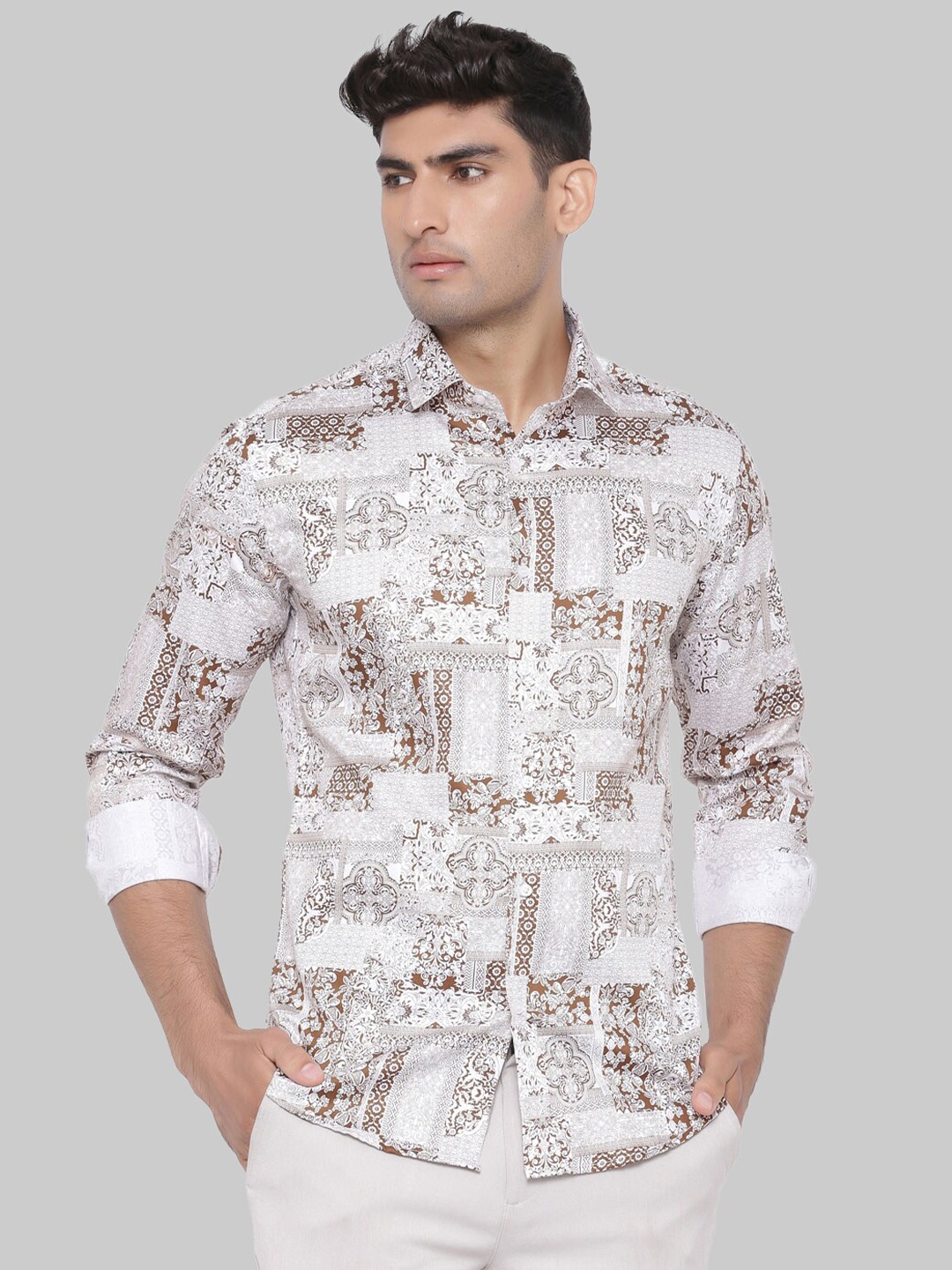 

Tistabene Men Brown Premium Printed Casual Shirt