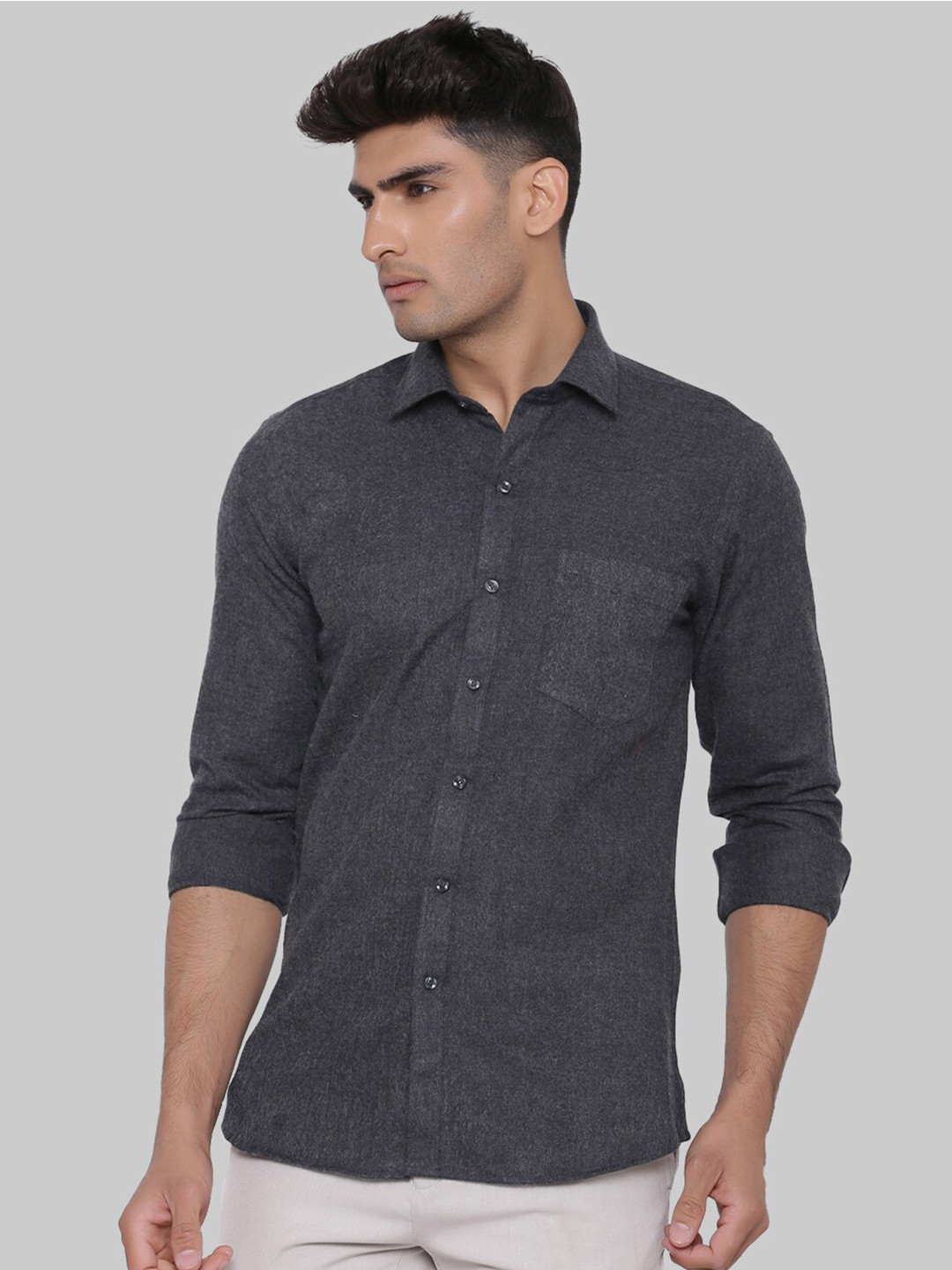 

Tistabene Men Grey Premium Cotton Flannel Shirt