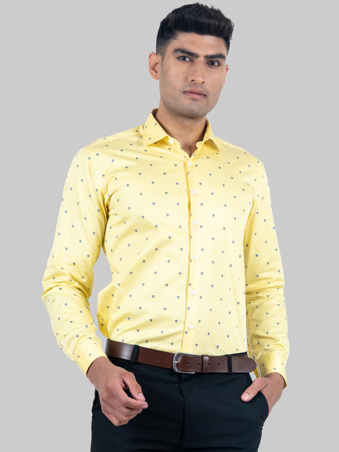 

Tistabene Men Yellow Premium Regular Fit Printed Cotton Formal Shirt