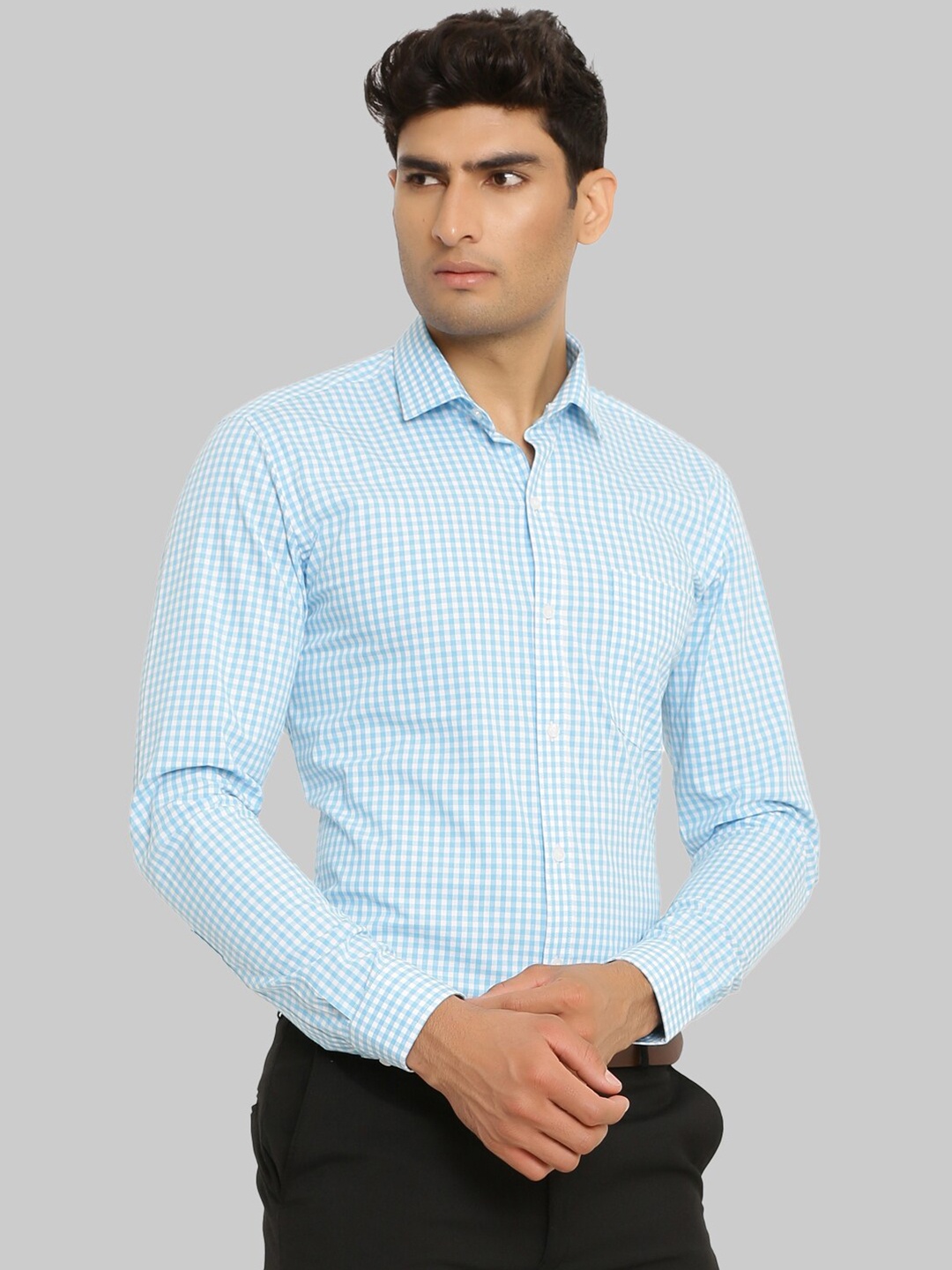 

Tistabene Men Blue Premium Checked Cotton Formal Shirt