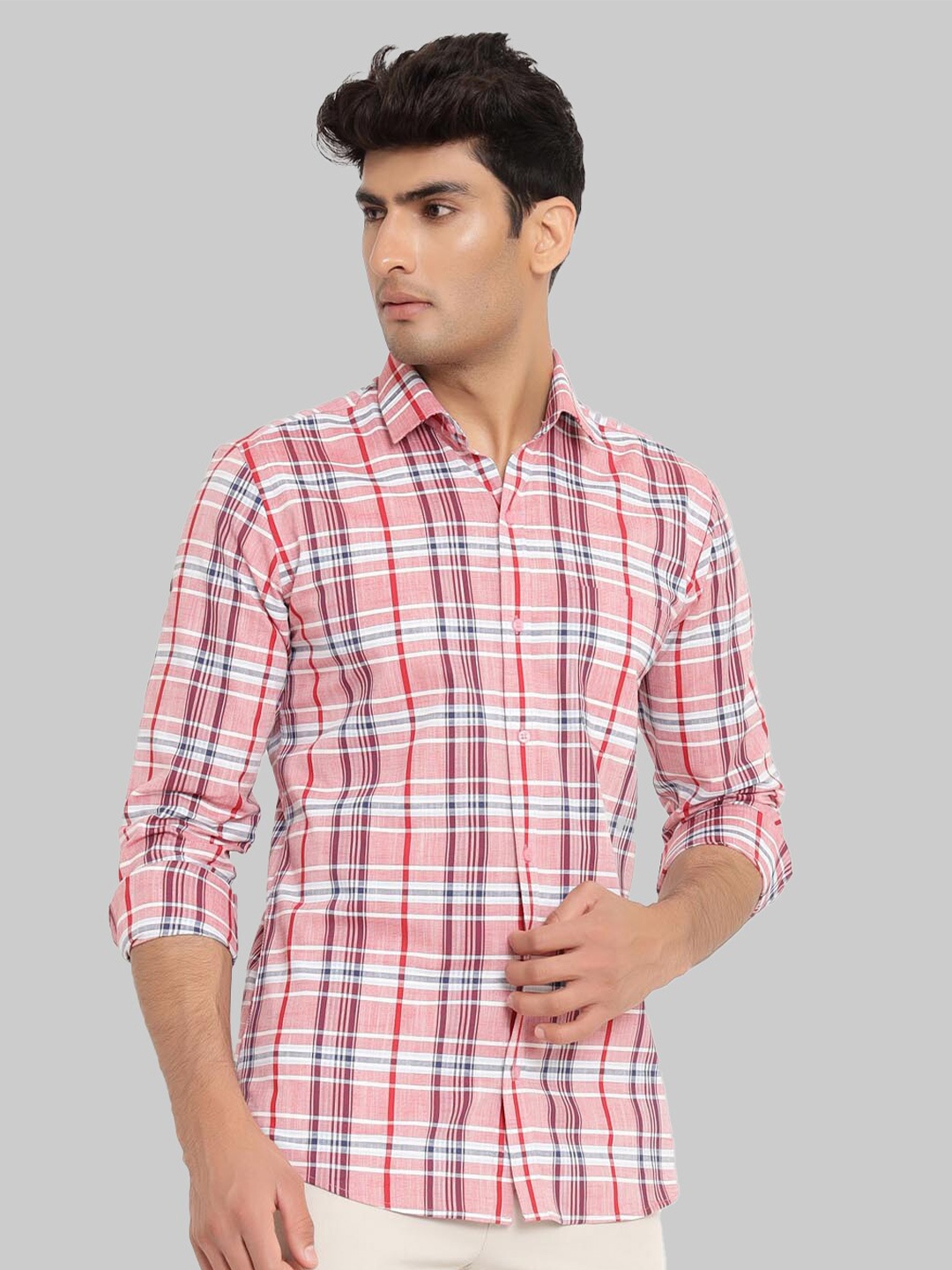 

Tistabene Men Pink Premium Tartan Checked Cotton Casual Shirt