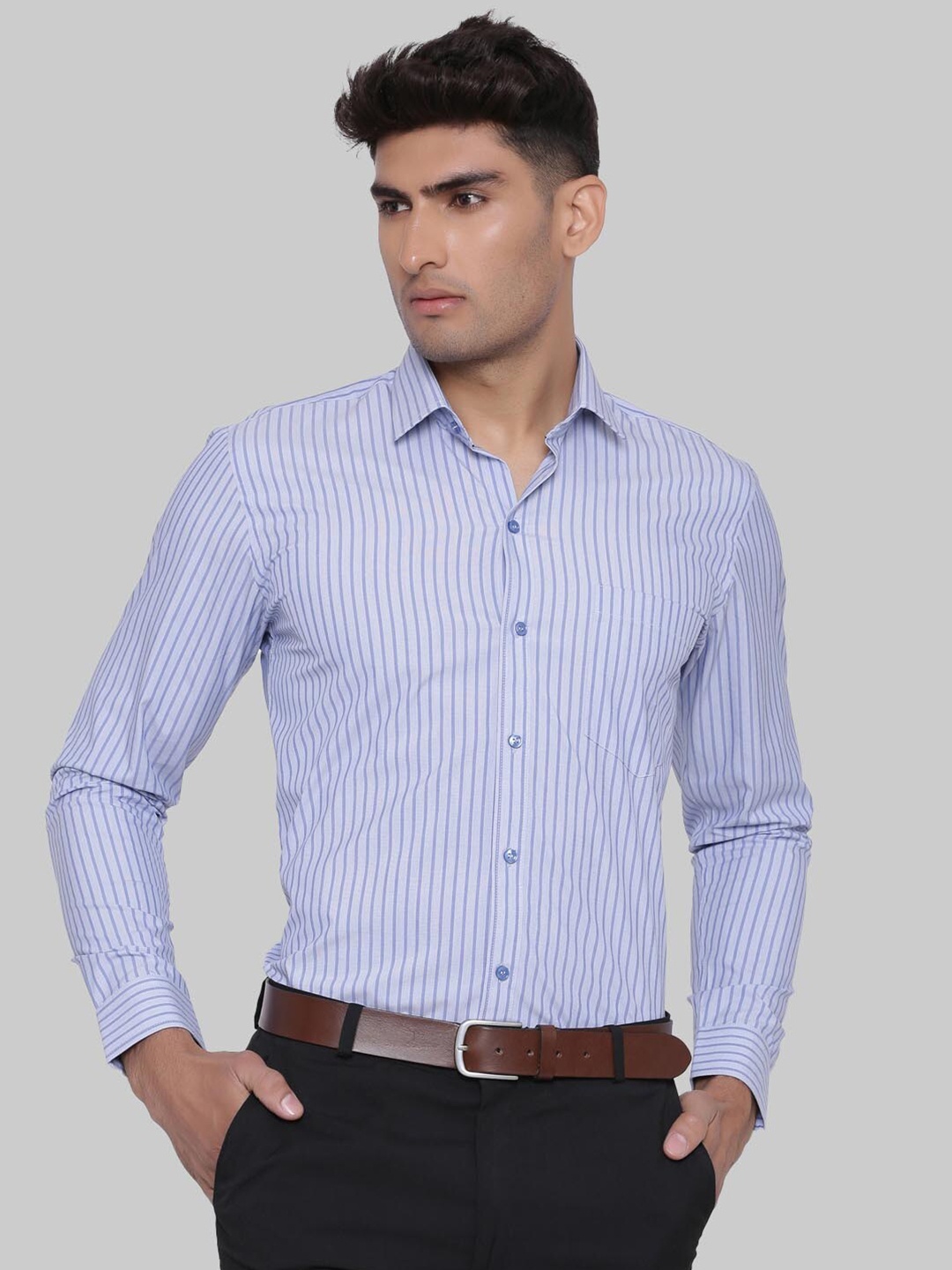 

Tistabene Men Blue Premium Striped Formal Shirt