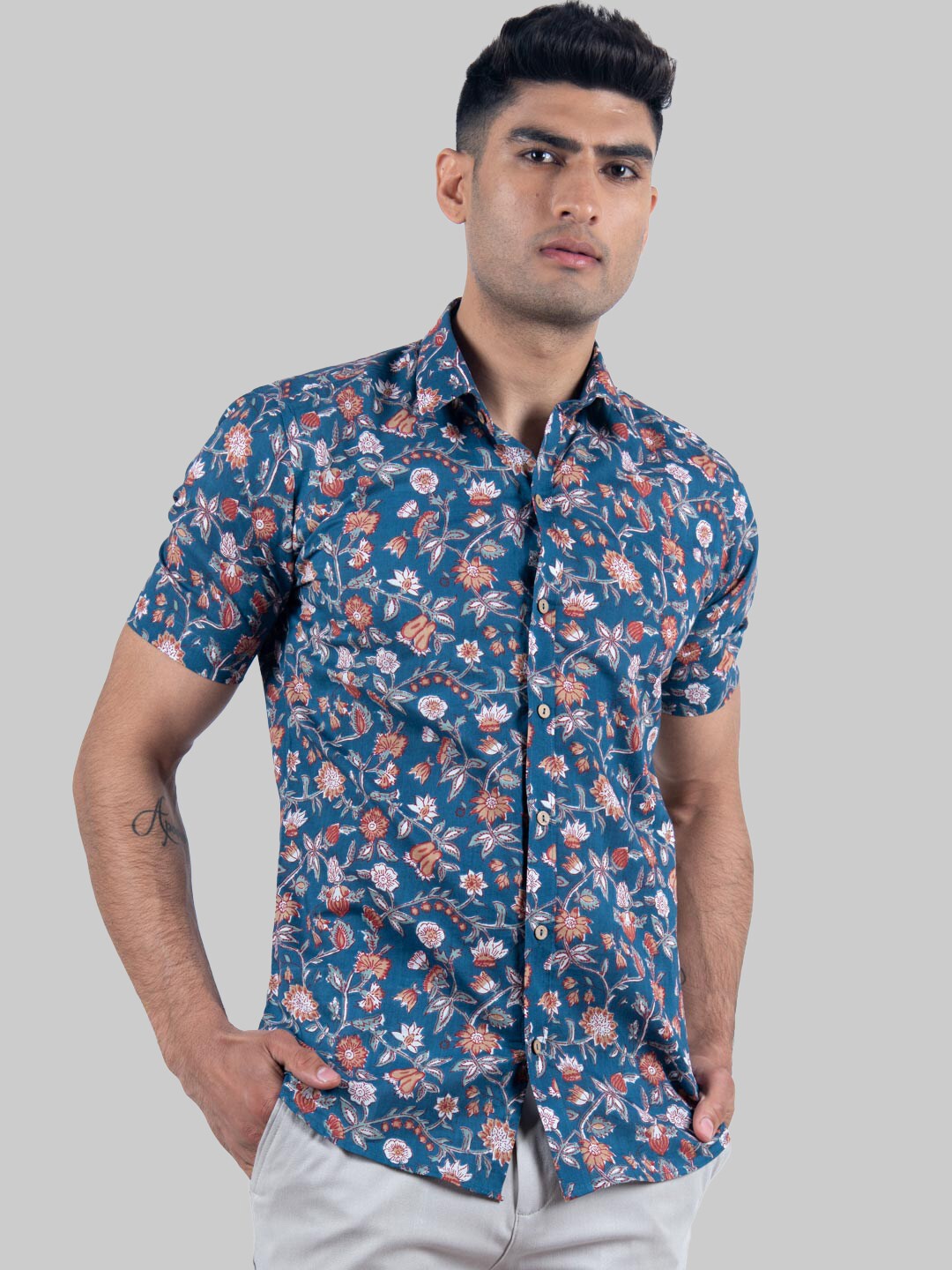 

Tistabene Men Blue Premium Floral Printed Casual Shirt