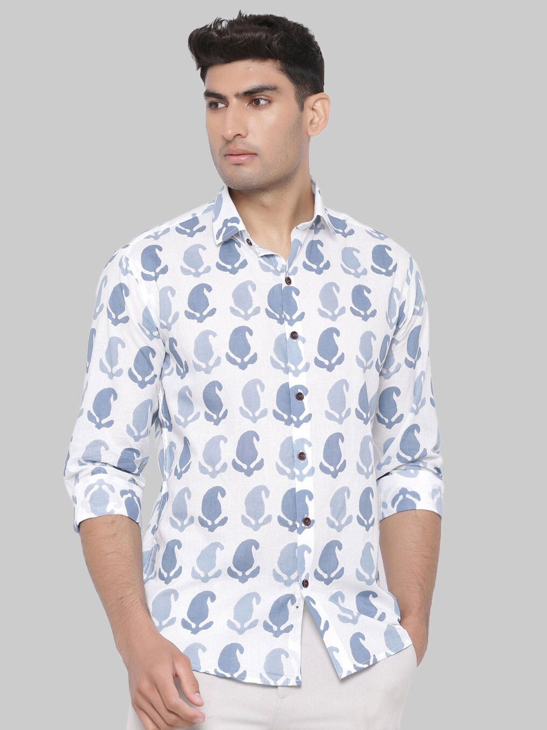 

Tistabene Men Blue Premium Printed Cotton Casual Shirt