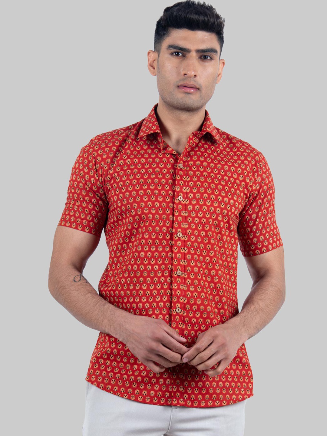 

Tistabene Men Red Premium Printed Casual Shirt