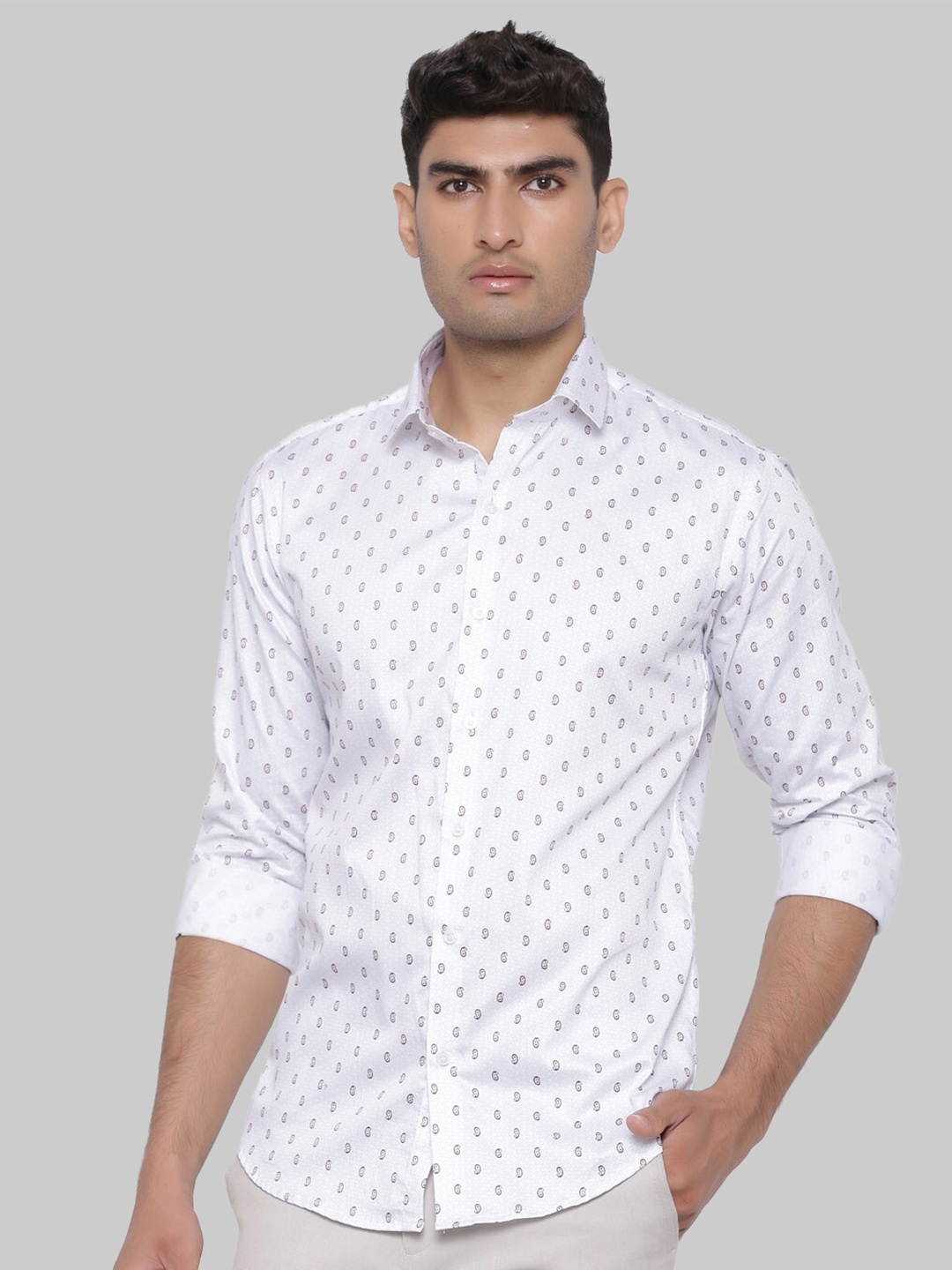 

Tistabene Men White Premium Printed Casual Shirt