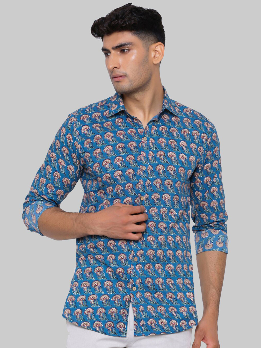 

Tistabene Men Blue Premium Floral Printed Casual Shirt