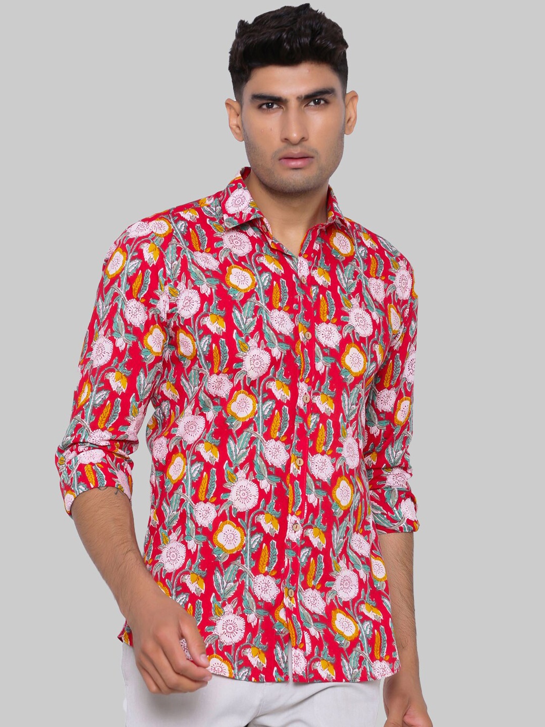

Tistabene Men Red Premium Floral Printed Casual Shirt