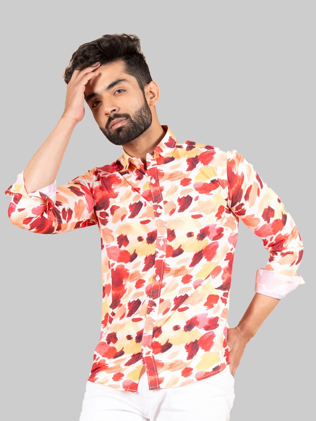 

Tistabene Men Red Premium Printed Casual Shirt